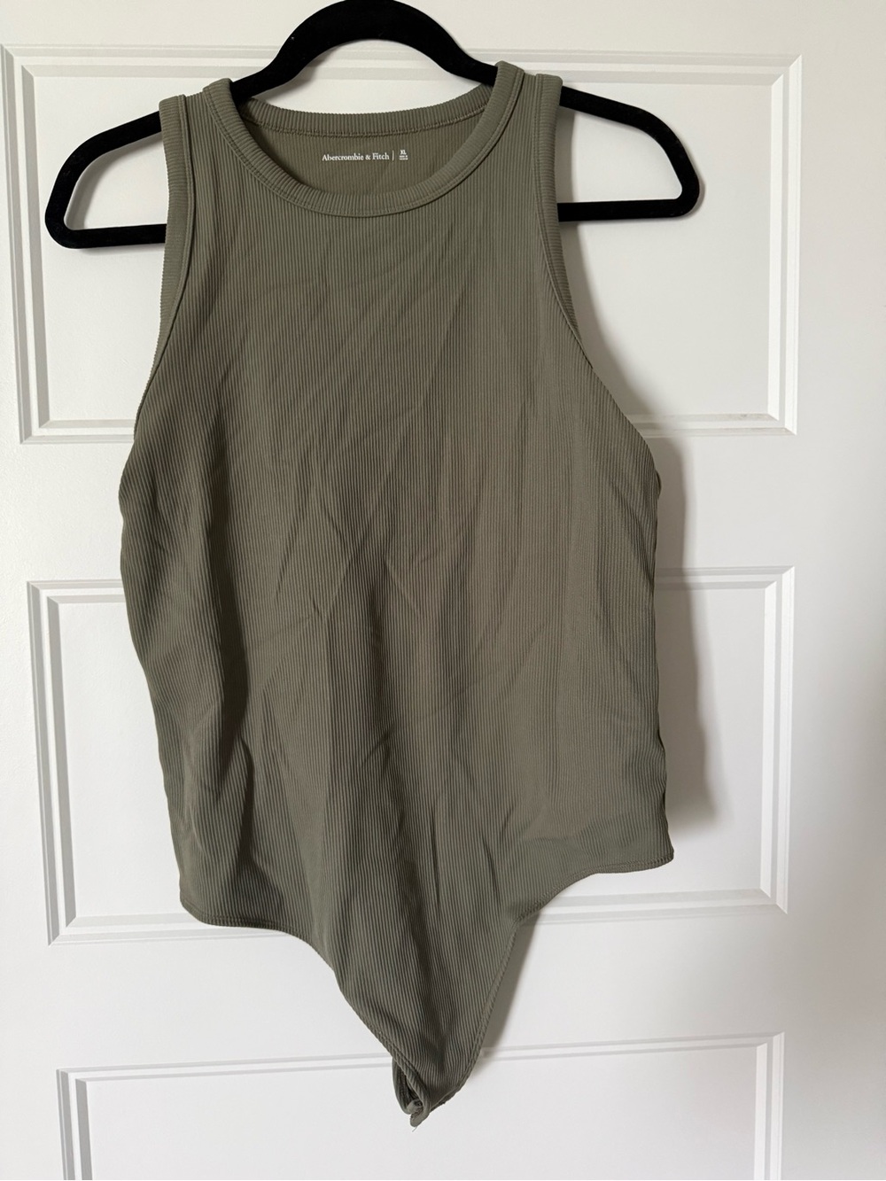 Abercrombie & Fitch Olive Ribbed High-Neck Bodysuit